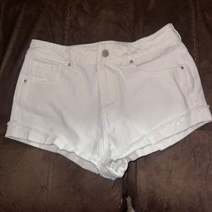 kendall and kylie white cuffed white shorts